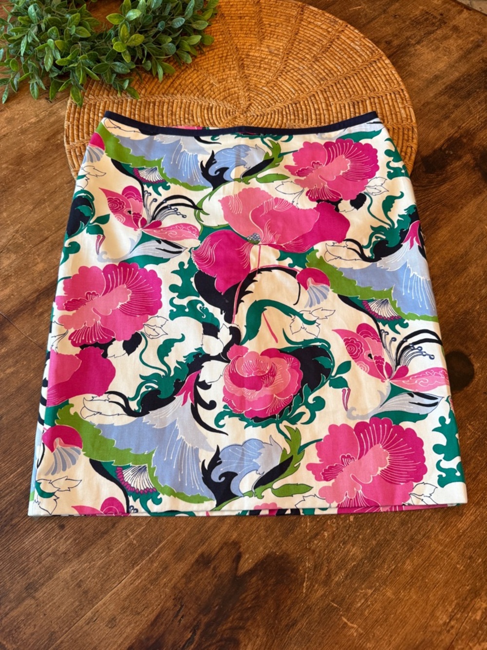 Talbots Pink, Green & Blue Floral Pencil Skirt